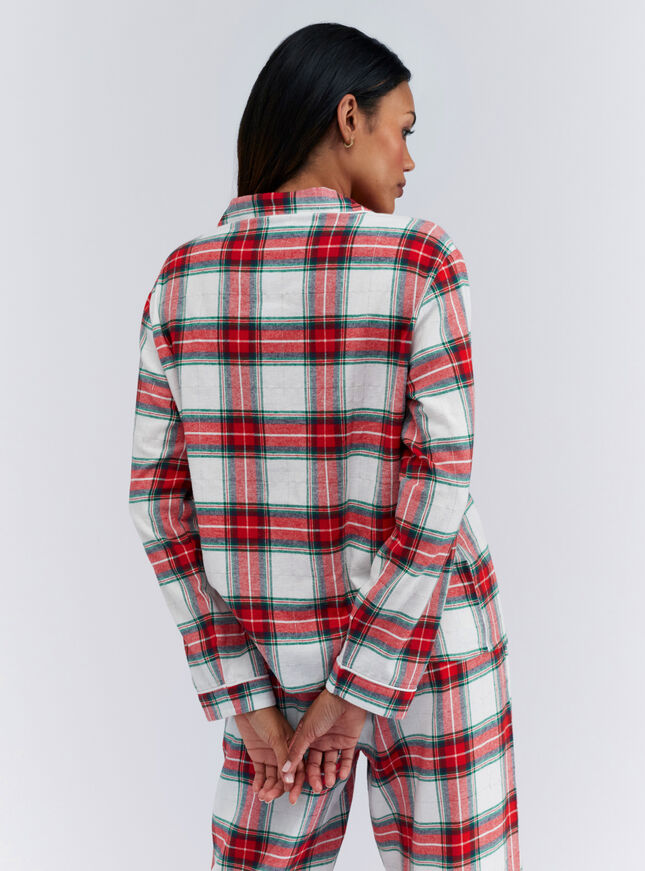 Ivory check cotton pyjamas in a bag