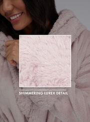 Fur-trimmed sparkle long dressing gown
