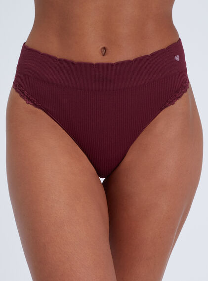 Ribbed seamless high leg thong
