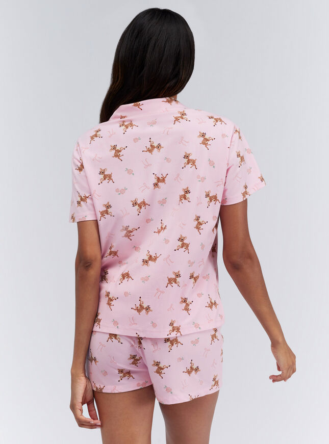 Deer print pyjama shorties in a bag