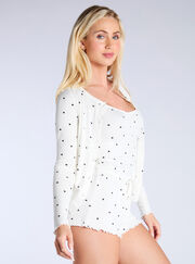 Heart ribbed three-piece short pyjama set