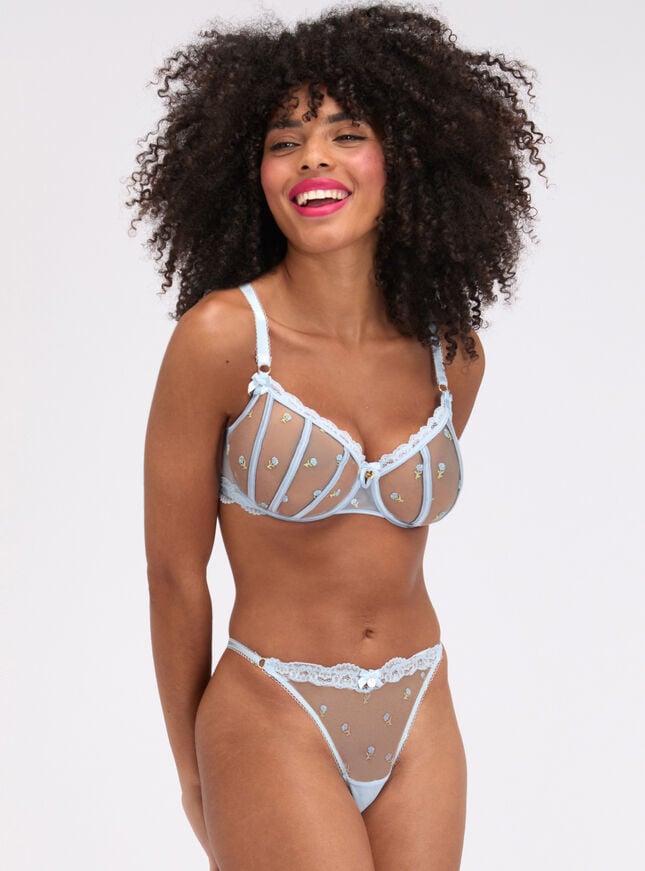 Delilah embroidered floral balconette bra