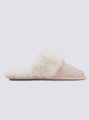 Teddy embroidered fluffy mule slippers
