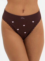 Heart embroidered seamless thong