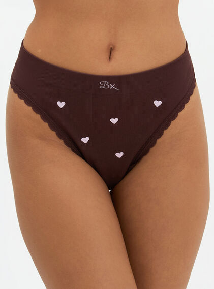 Heart embroidered seamless thong