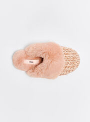 Sparkle chenille knit mule slippers