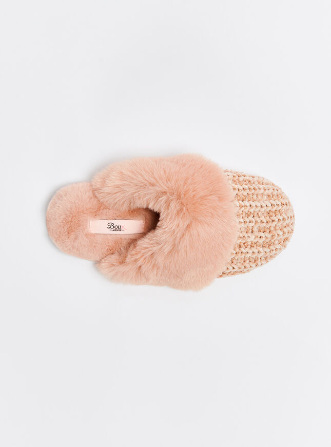 Sparkle chenille knit mule slippers