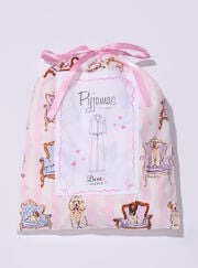 Dogs on chairs fleece pyjamas in a bag