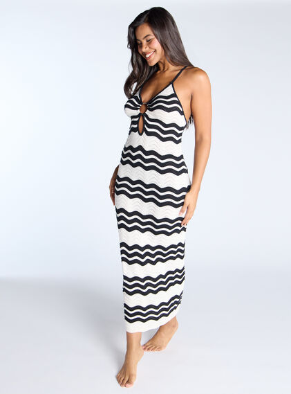 Monochrome knitted maxi beach dress