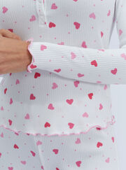 Heart ribbed long pyjama set