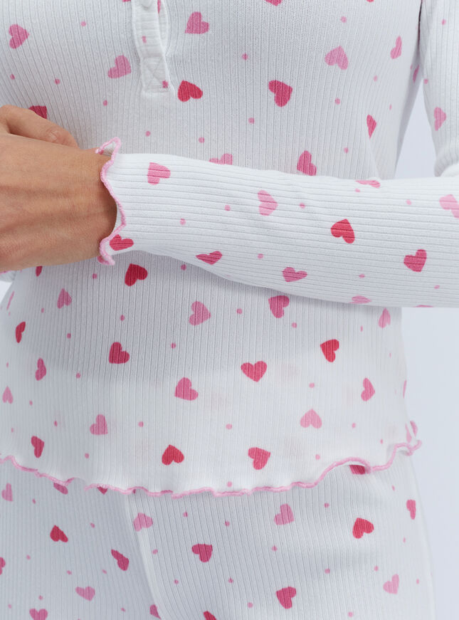 Heart ribbed long pyjama set
