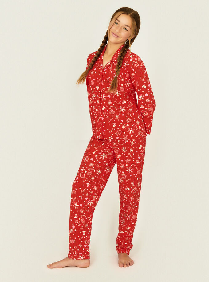 Kids fleece christmas pyjamas in a bag | Red Mix | Boux Avenue UK