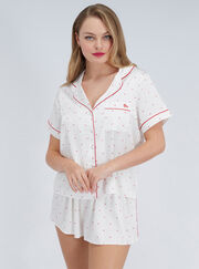Heart satin short pyjama set