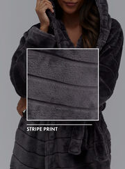 Fluffy striped short dressing gown