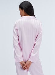 Striped satin long pyjama set