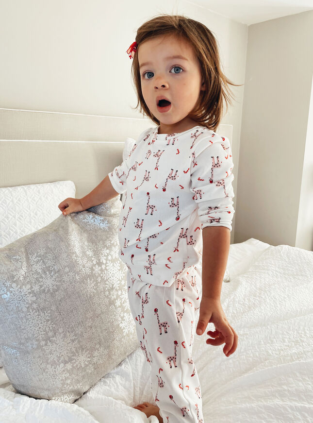 Mini Santa giraffe print twosie pyjamas