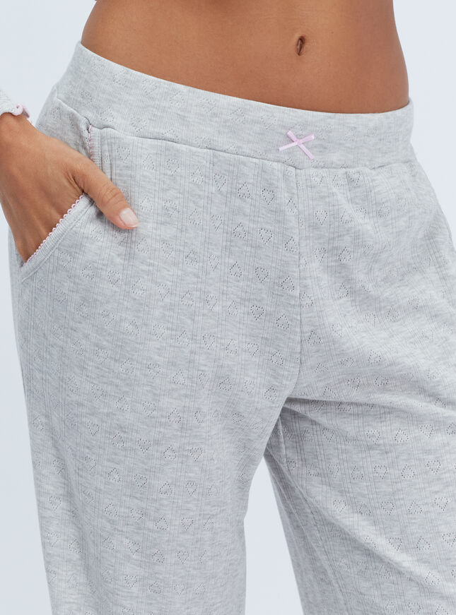 Brushed pointelle long pyjama set
