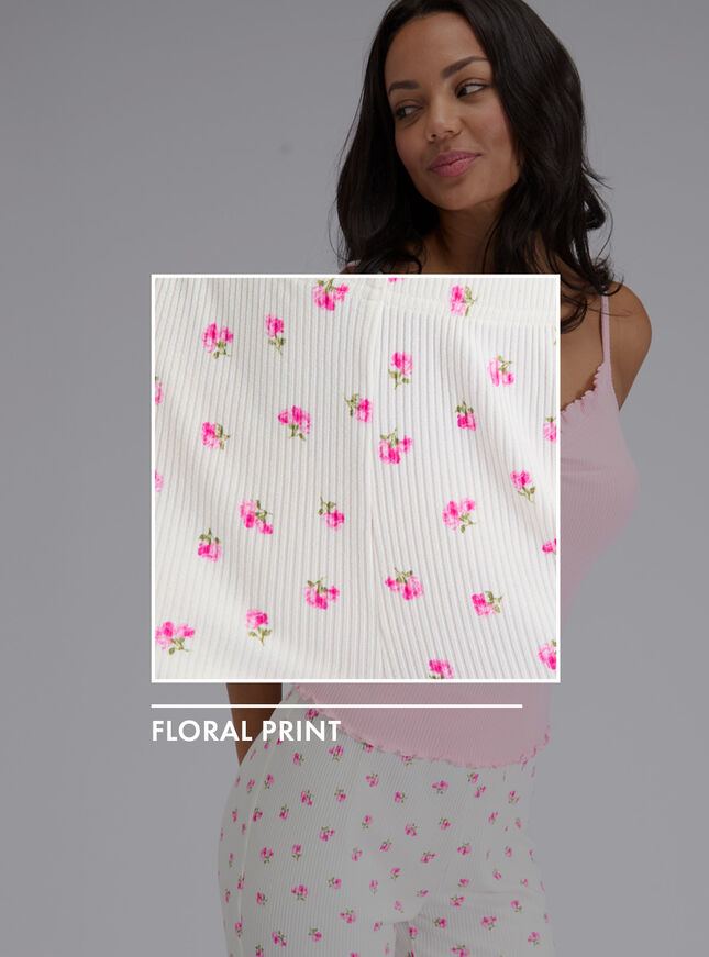 Floral ribbed cami and pant pyjama set