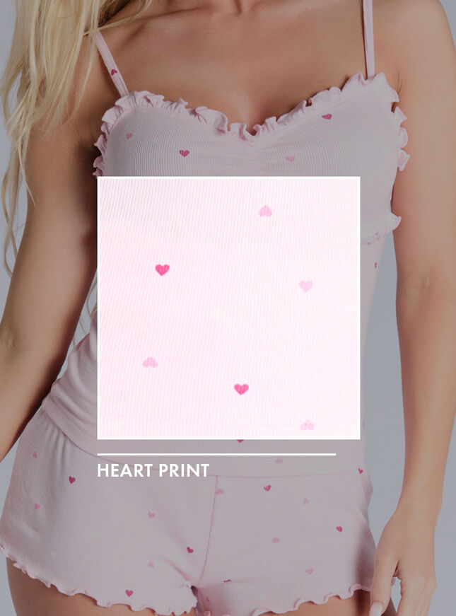 Heart frill ribbed cami short pyjama set