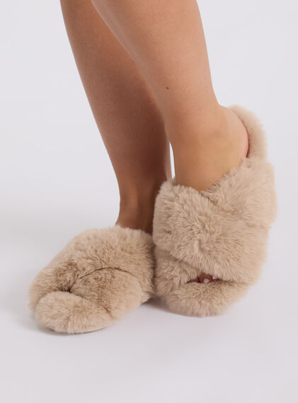 Cross band slider slippers