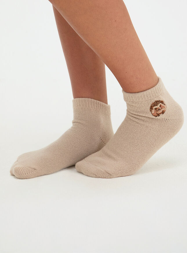 2 pack hedgehog knitted trainer socks