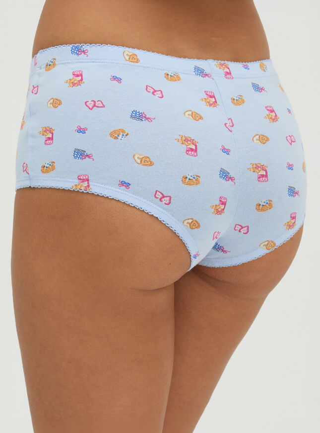 Tilly breakfast print cotton shorts