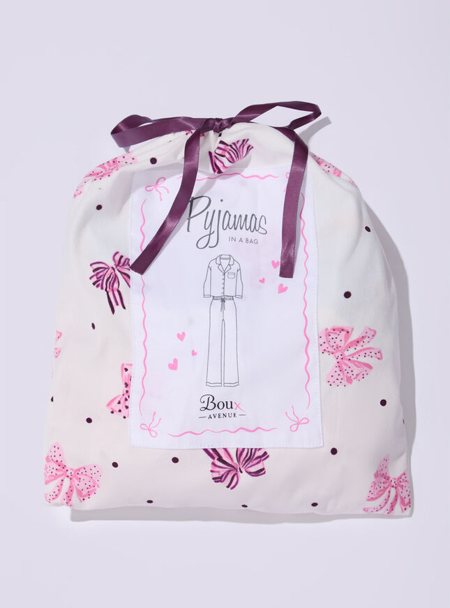Multi bows fleece pyjamas in a bag
