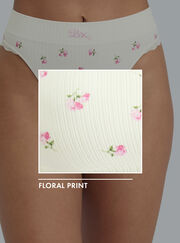 Ribbed seamless floral thong