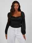 Ruched long-sleeve corset top