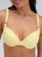 Jamaica striped plunge bikini top