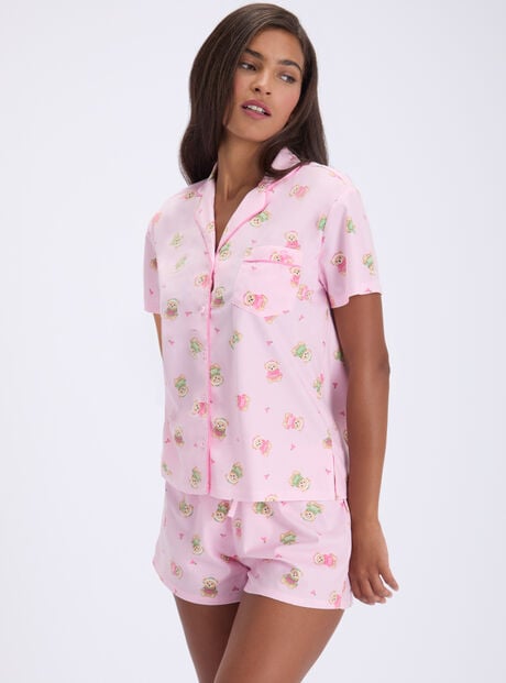 Teddy bear fleece pyjama shorties in a bag