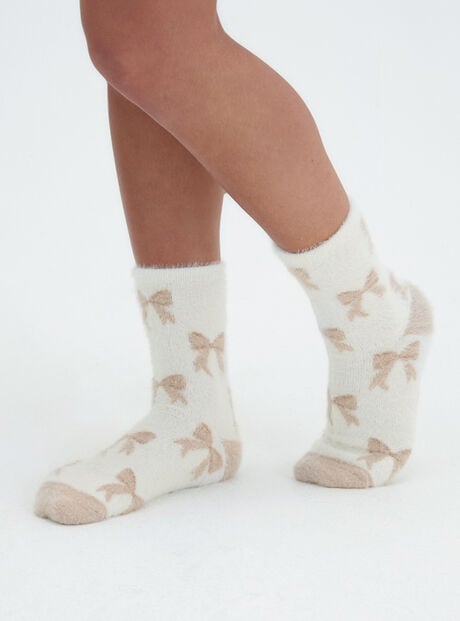Bow fluffy ankle socks