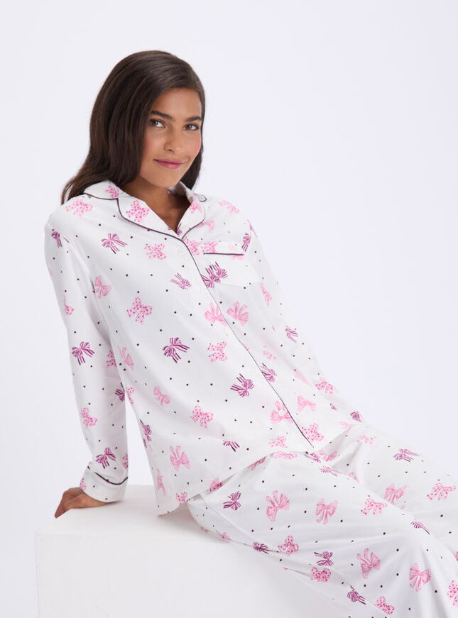 Multi bows fleece pyjamas in a bag