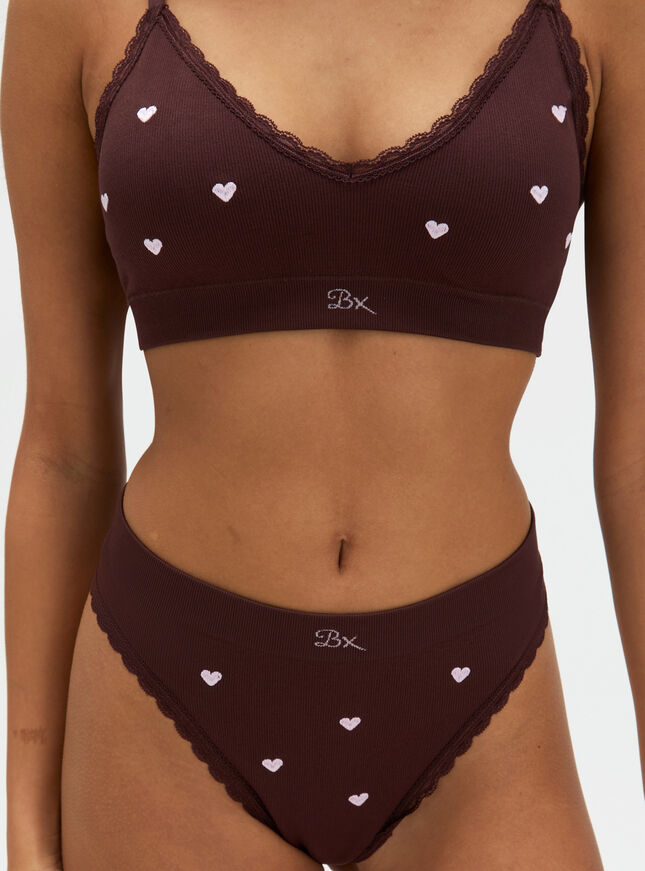 Heart embroidered seamless bralette