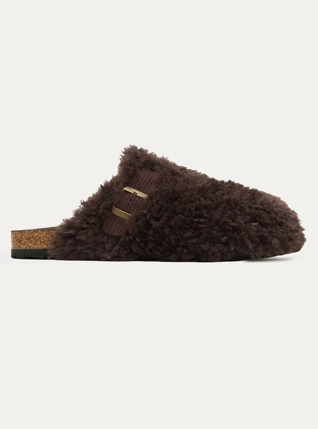 Teddy fleece clog mule slippers