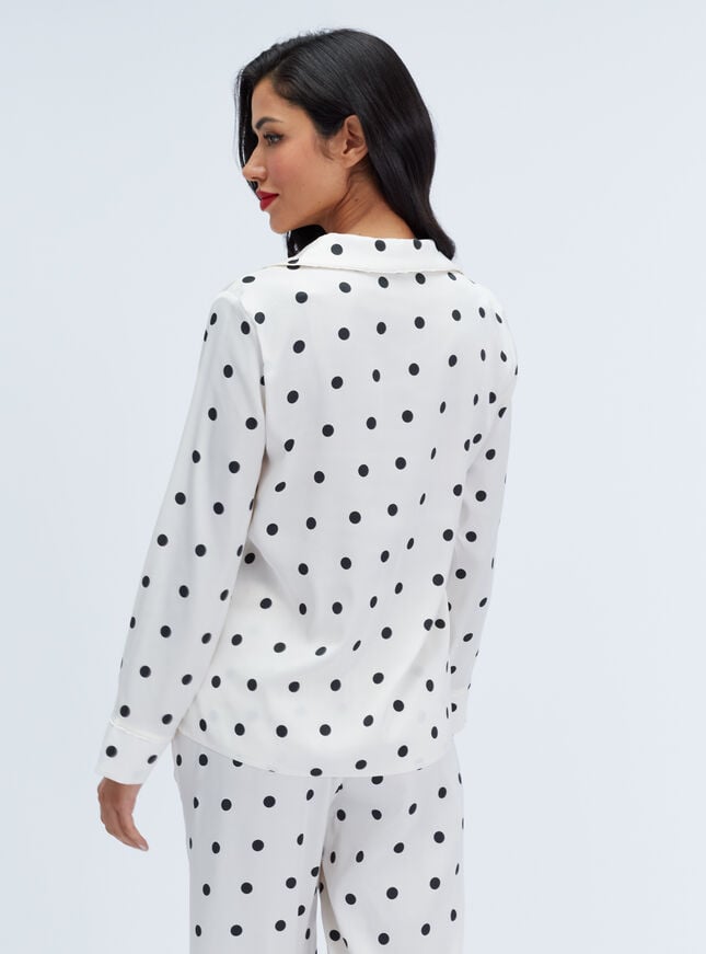 Polka dot satin long pyjama set