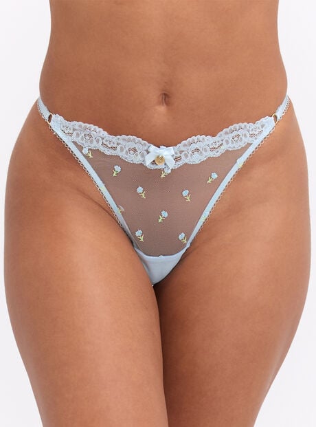 Delilah embroidered floral thong