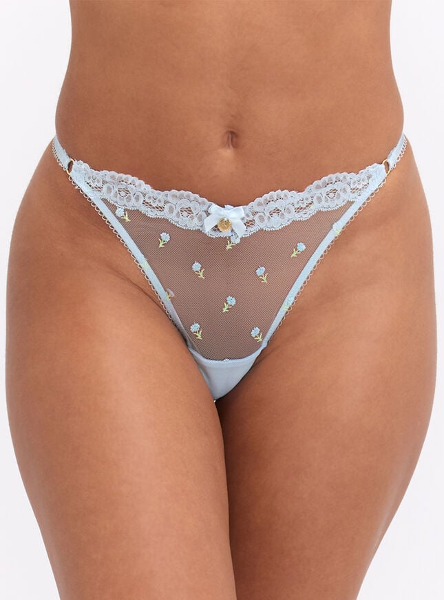 Delilah embroidered floral thong