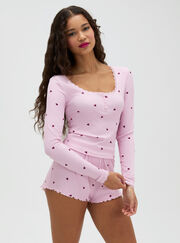 Heart ribbed short pyjama set