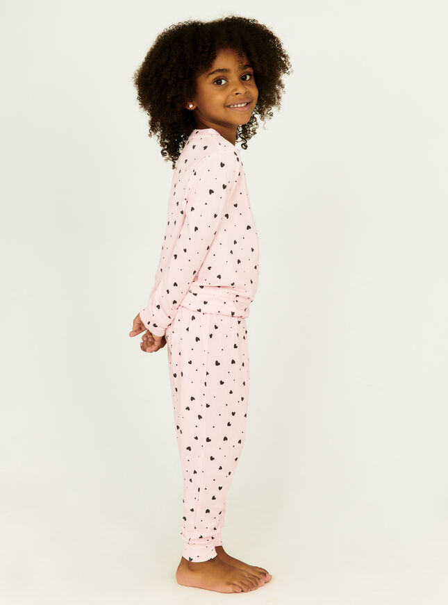 Kids heart print twosie pyjama set