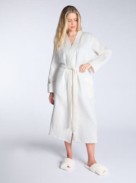 Waffle cotton long robe