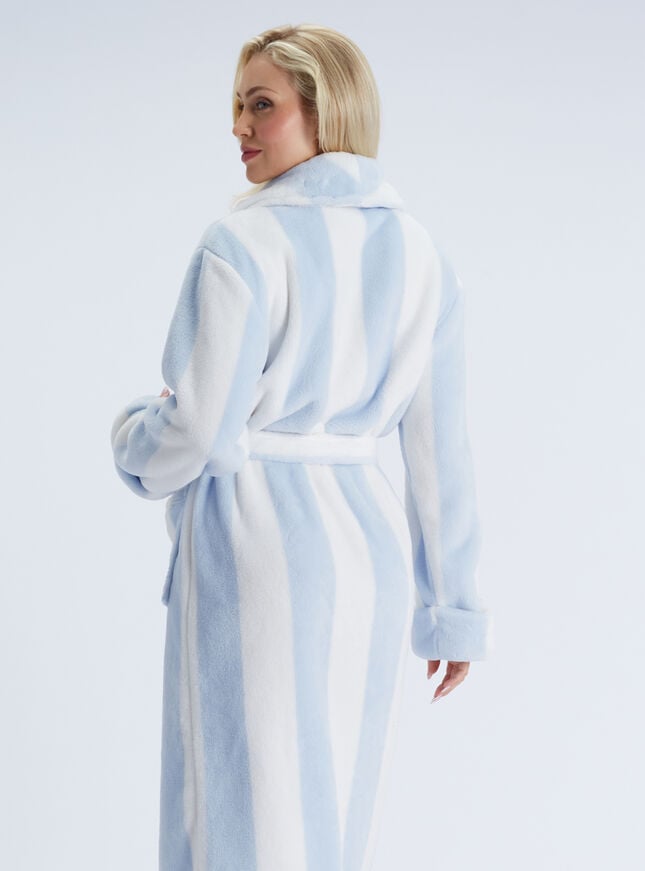 Striped fluffy long dressing gown