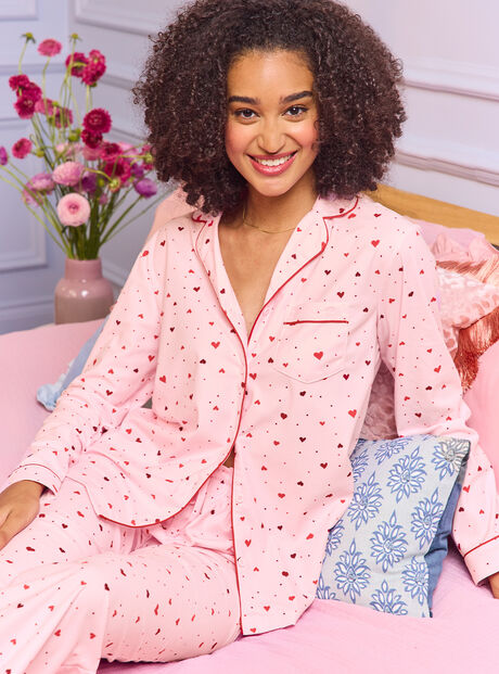 Ditsy heart fleece pyjamas in a bag