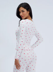 Heart ribbed long pyjama set