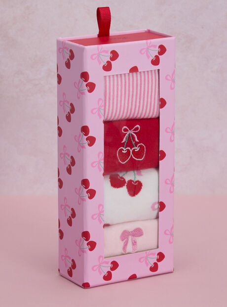 4 pack cherry valentines sock gift box