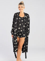 Heart flock print dressing gown