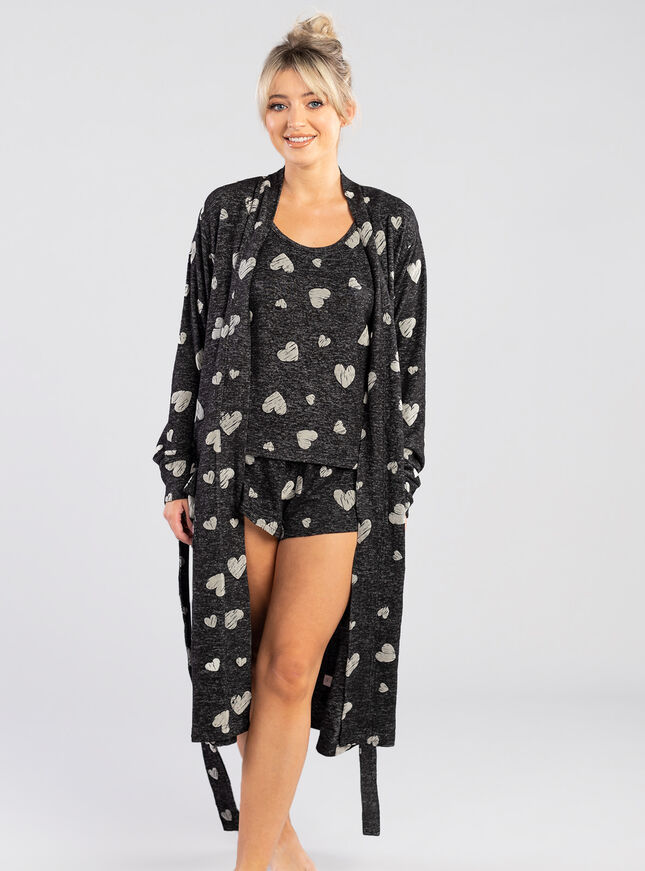 Heart flock print dressing gown