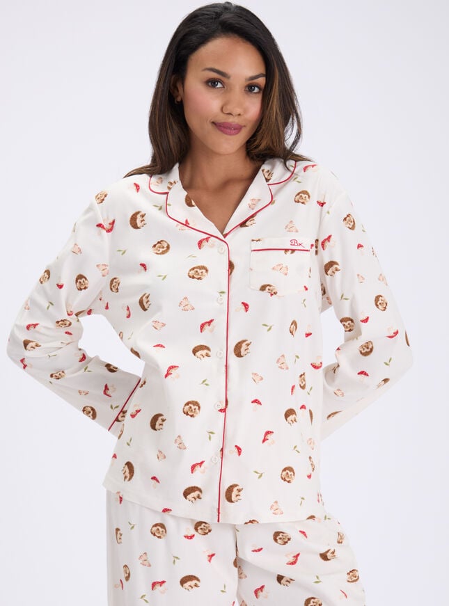 Hedgehog garden fleece pyjamas in a bag
