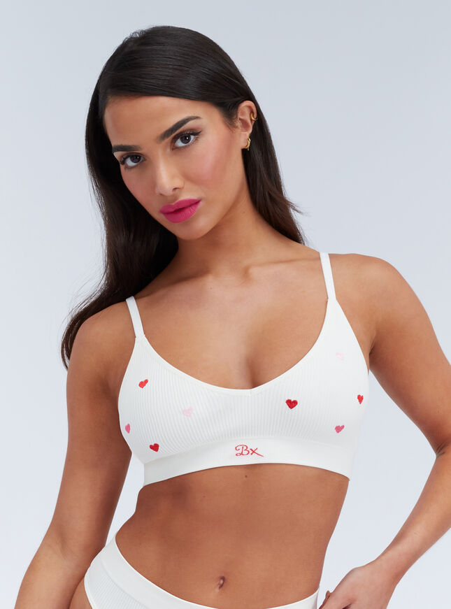 Heart embroidered seamless bralette