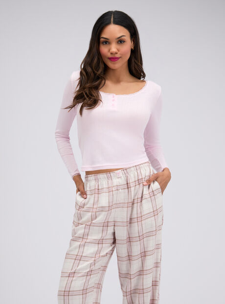 Checked woven long pyjama set